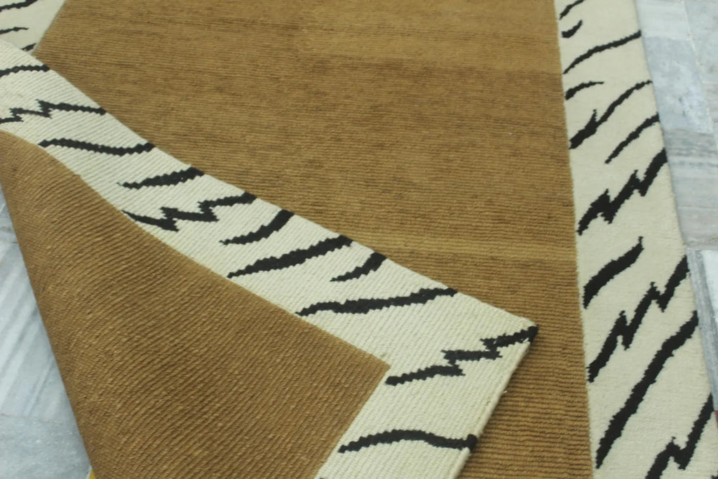 Handwoven Jute & Wool Area Rug 4x6 ft, Natural Fiber Rug with Wool Border