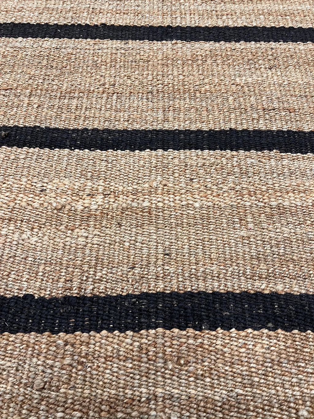 Modern black Striped Jute Rug |6x8 ft Black & Natural Area Mat