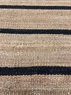 Modern black Striped Jute Rug |6x8 ft Black & Natural Area Mat