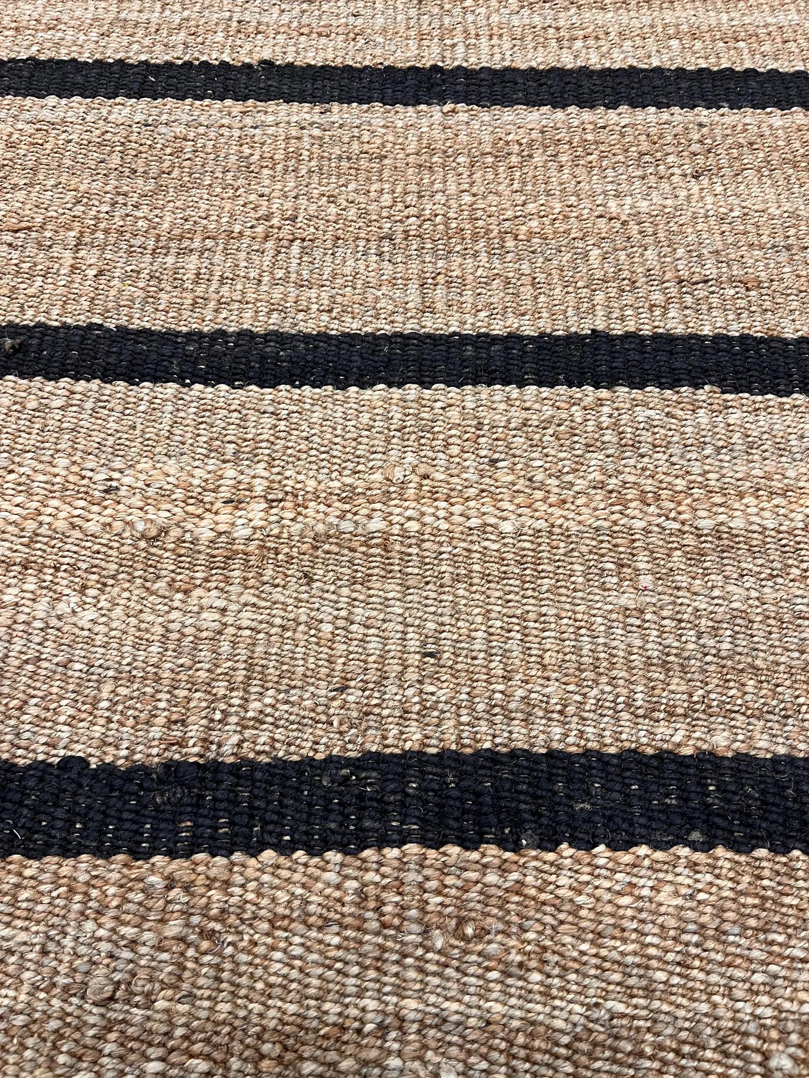 Modern black Striped Jute Rug |6x8 ft Black & Natural Area Mat