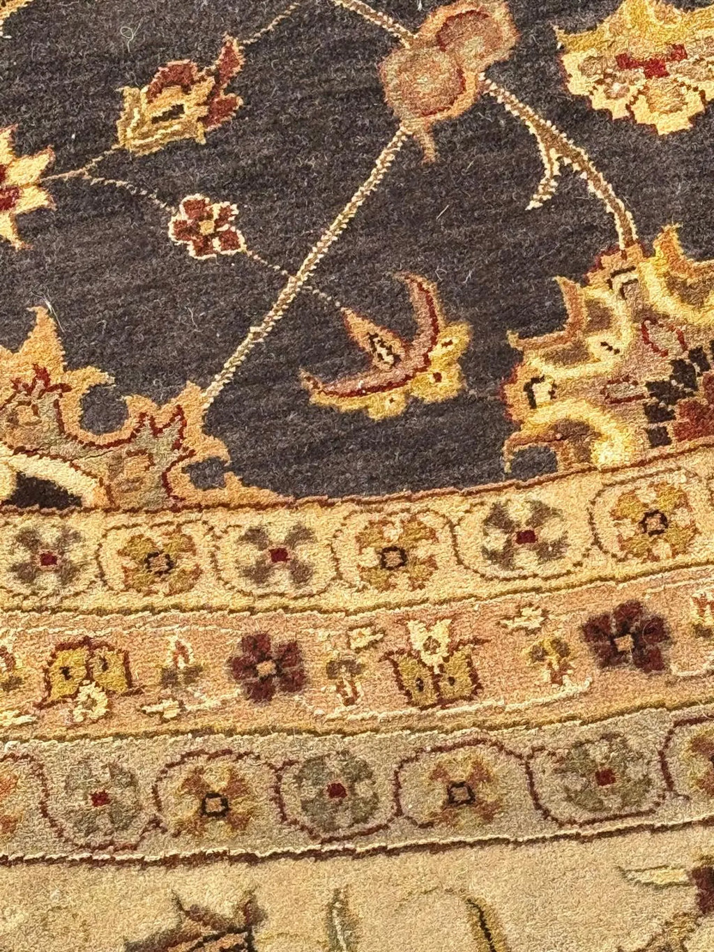 10 ft Round Hand-Knotted NZ Wool and Silk Rug - Traditional Floral Mandala Area Carpet
