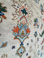 8x10 ft Hand-Knotted Antique-Style Oushak Wool Rug - Earthy Terracotta & Sage