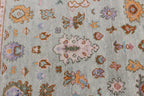 Muted Pastel Sage Green Traditional Turkish Style Rug