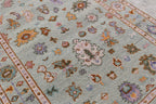 Muted Pastel Sage Green Traditional Turkish Style Rug