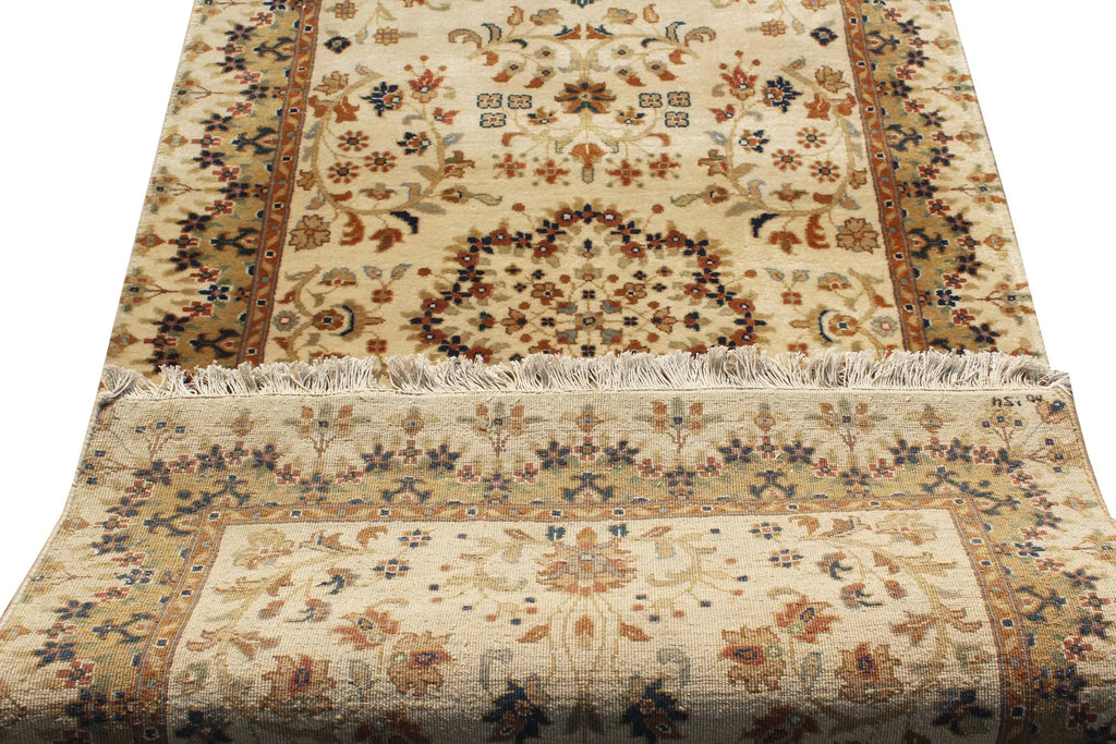 Luxurious Hand-Knotted 10 ft Wool Traditional Vintage Aesthetic Long Runner Rug for Entryway, hallway or Stairs