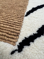 Handwoven Jute & Wool Area Rug 4x6 ft, Natural Fiber Rug with Wool Border