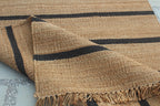 Modern black Striped Jute Rug |6x8 ft Black & Natural Area Mat