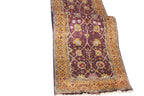 11 ft Antique Style Purple Gold Oushak Runner, hallway Runner Turkish Rug