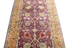 11 ft Antique Style Purple Gold Oushak Runner, hallway Runner Turkish Rug