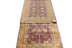 11 ft Antique Style Purple Gold Oushak Runner, hallway Runner Turkish Rug