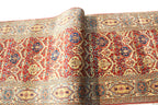 14 ft Extra Long Persian Runner Rug, Traditional Red Blue Gallery Rug, Antique Style Runner