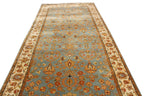 13 ft Long runner, Vintage Persian Style Hallway Runner, Sage Green Blue Oriental Long Runner