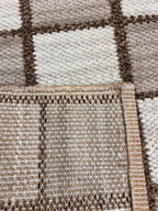 Handwoven Wool Jute Rug 4x6 brown & beige checkered Geometric Area Rug