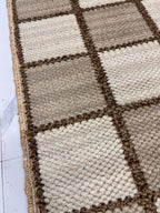 Handwoven Wool Jute Rug 4x6 brown & beige checkered Geometric Area Rug