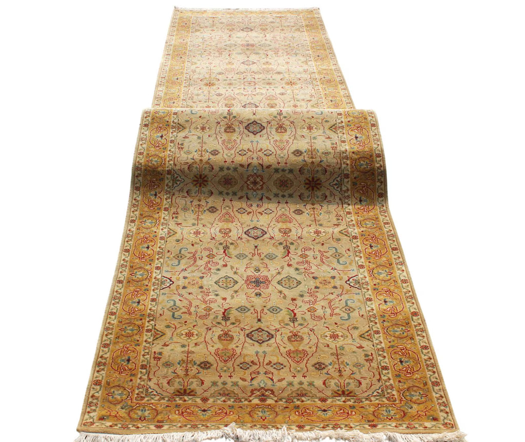 13 ft Antique Oushak Style Turkish Hallway Runner, Wide Stair Carpet