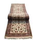 10 ft Vintage Style Floral Persian runner - Cream & Sage Green Hallway Runner