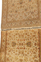 10 ft Vintage Runner Hand Knotted Wool Rug, Neutral Muted Beige Turkish Runner for Hallway, Entryway