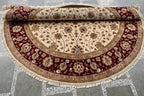 9ft Round Cream & Royal Burgundy Traditional Floral Oriental vintage Area Rug