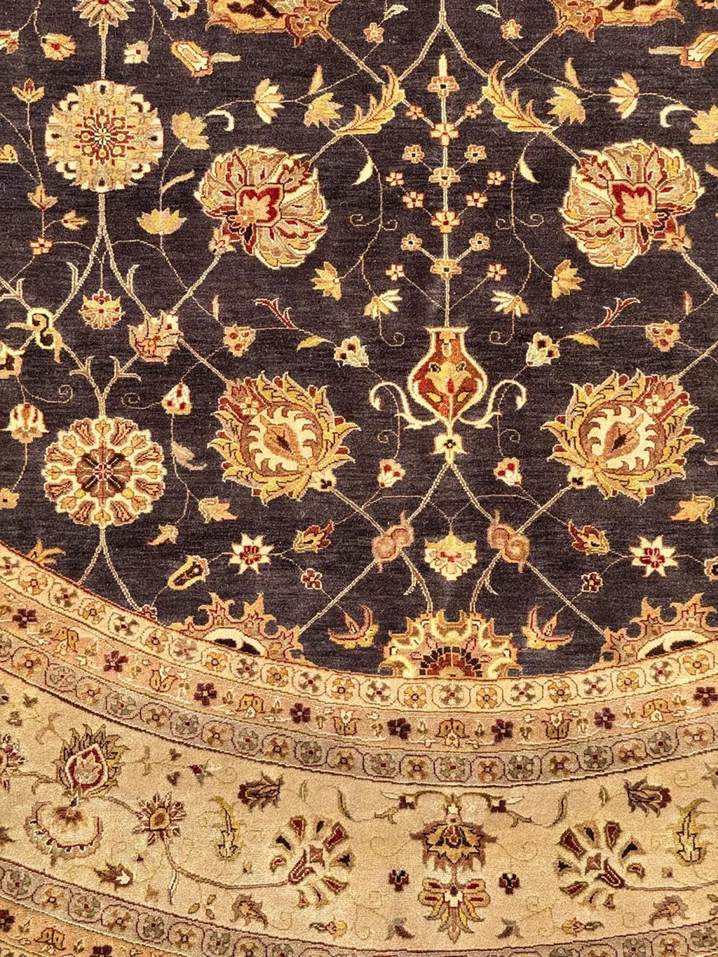 10 ft Round Hand-Knotted NZ Wool and Silk Rug - Traditional Floral Mandala Area Carpet