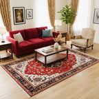 5x8 Handmade Red Persian Style Rug , Traditional Oriental Carpet