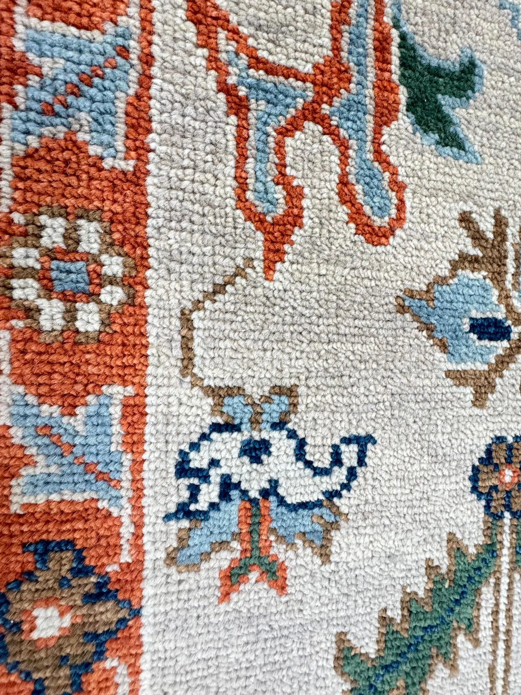 8x10 ft Hand-Knotted Antique-Style Oushak Wool Rug - Earthy Terracotta & Sage