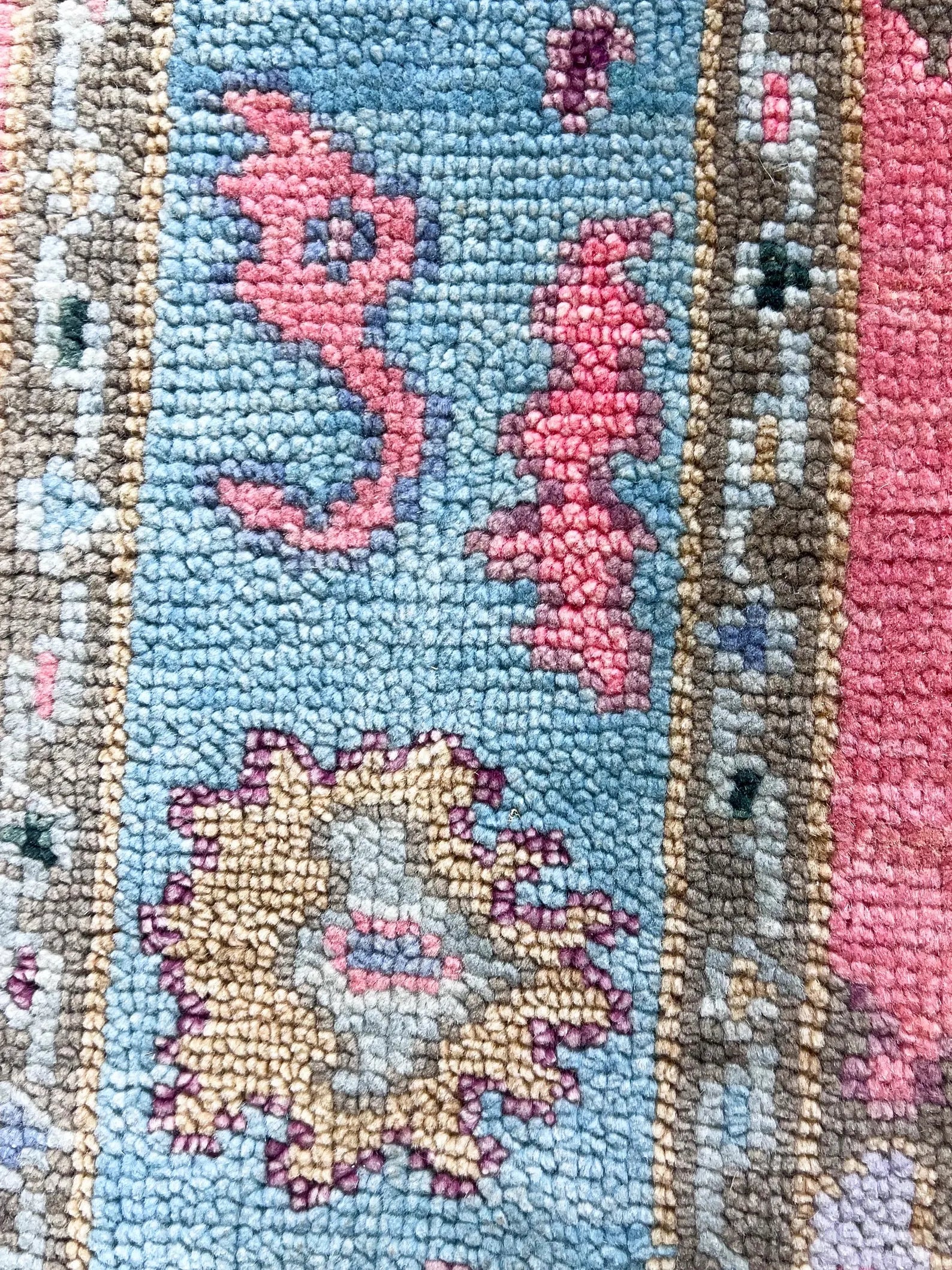 Hand Knotted Pink Oushak Rug Turkish Wool Area Rug