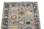 Hand Knotted Oushak Rug Grey Turkish Wool Area Rug
