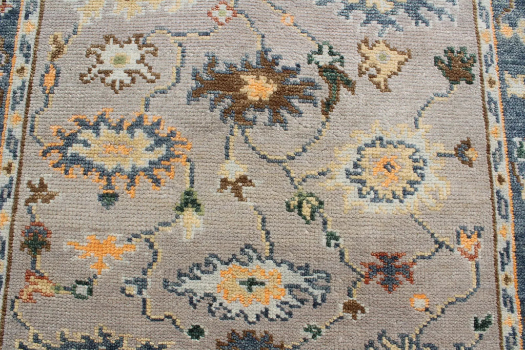 Hand Knotted Oushak Rug Grey Turkish Wool Area Rug