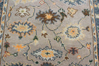 Hand Knotted Oushak Rug Grey Turkish Wool Area Rug