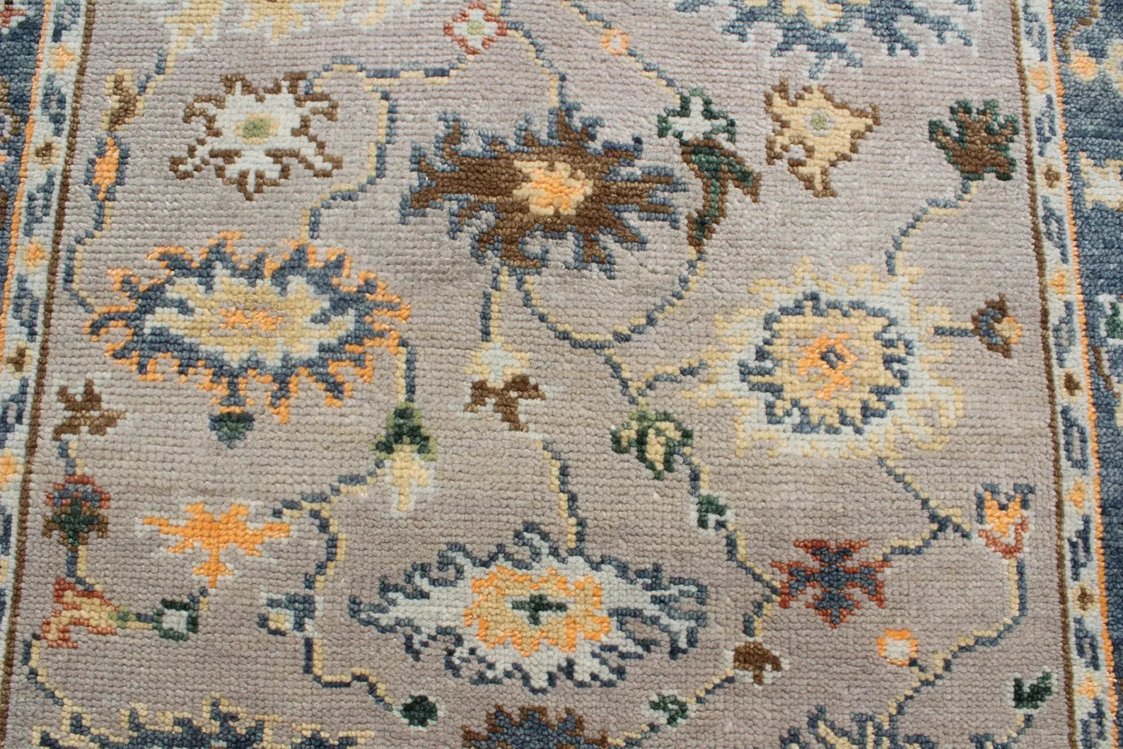 Hand Knotted Oushak Rug Grey Turkish Wool Area Rug