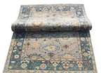 Hand Knotted Oushak Rug Grey Turkish Wool Area Rug