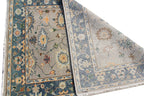 Hand Knotted Oushak Rug Grey Turkish Wool Area Rug