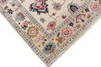 Hand Knotted Oushak Rug Ivory Turkish Wool Area Rug