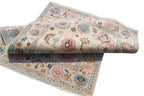 Hand Knotted Oushak Rug Ivory Turkish Wool Area Rug