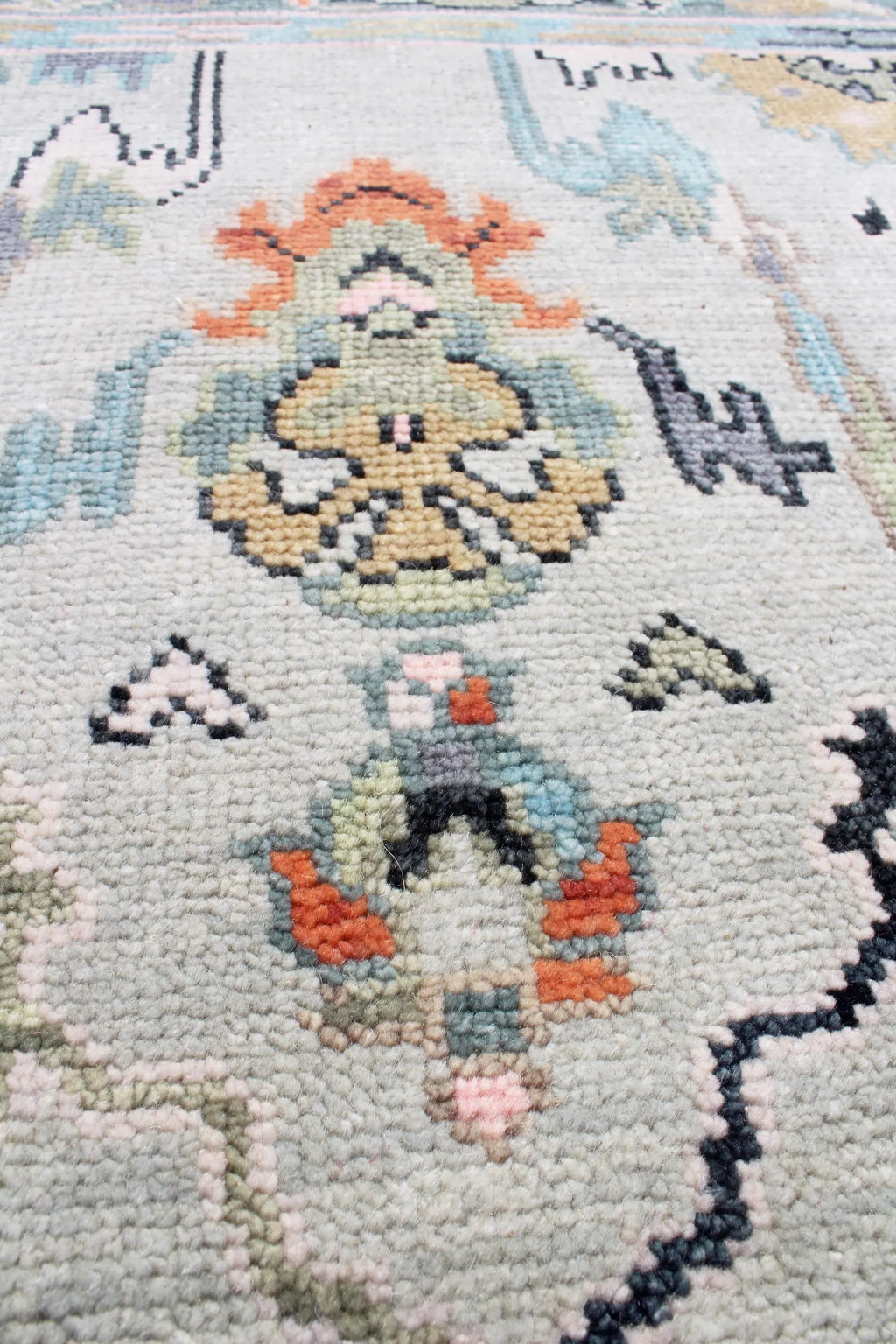 Hand Knotted Muted Oushak Rug - Sage Green Turkish Wool Area Rug
