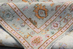 Muted Pastel Sage Green Traditional Turkish Style Rug