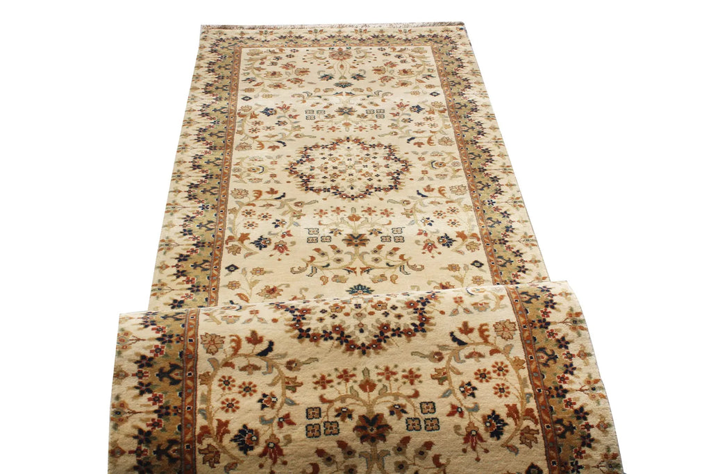 Luxurious Hand-Knotted 10 ft Wool Traditional Vintage Aesthetic Long Runner Rug for Entryway, hallway or Stairs