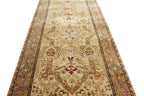 Hand-Knotted 12 ft and 14 ft Gold Gold Oushak Wool Runner Rug – Vintage Style Medallion Runner