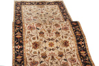 Hand-Knotted 12 ft ft Beige Black traditional Wool Runner Rug, Vintage Style Medallion Runner
