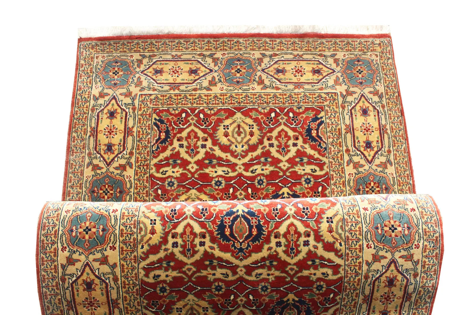 14 ft Extra Long Persian Runner Rug, Traditional Red Blue Gallery Rug, Antique Style Runner