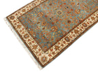 13 ft Long runner, Vintage Persian Style Hallway Runner, Sage Green Blue Oriental Long Runner