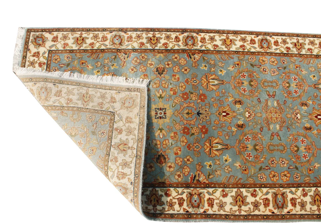 13 ft Long runner, Vintage Persian Style Hallway Runner, Sage Green Blue Oriental Long Runner