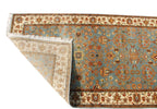 13 ft Long runner, Vintage Persian Style Hallway Runner, Sage Green Blue Oriental Long Runner