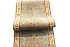 13 ft Long runner, Vintage Persian Style Hallway Runner, Sage Green Blue Oriental Long Runner