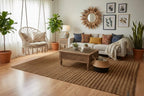 Natural Jute 6x8 Handwoven Area Rug, Textured Waffle Weave Brown with Gray accents
