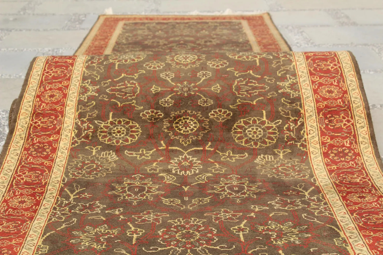 22 ft Extra Long Persian Style Oriental Carpet for Stairs & Hallways - Rust Brown Traditional Rug