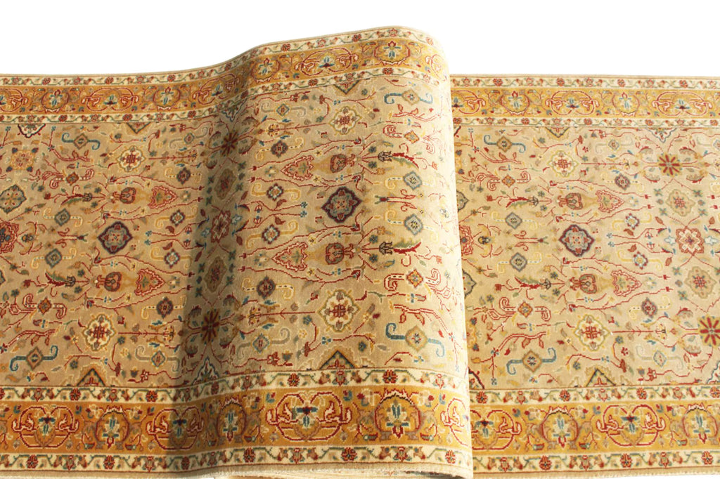 13 ft Antique Oushak Style Turkish Hallway Runner, Wide Stair Carpet
