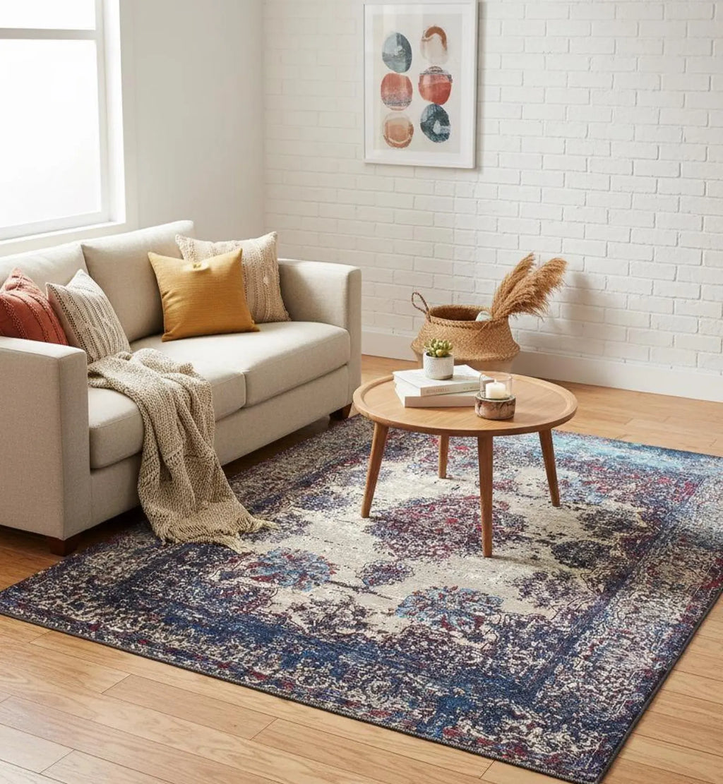 8x10 Luxury Hand-Knotted Wool & Bamboo Silk Rug | Distressed Medallion