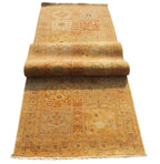 10 ft Traditional Gold Orange Vintage Style Gallery Rug, Extra Long Kitchen Runner