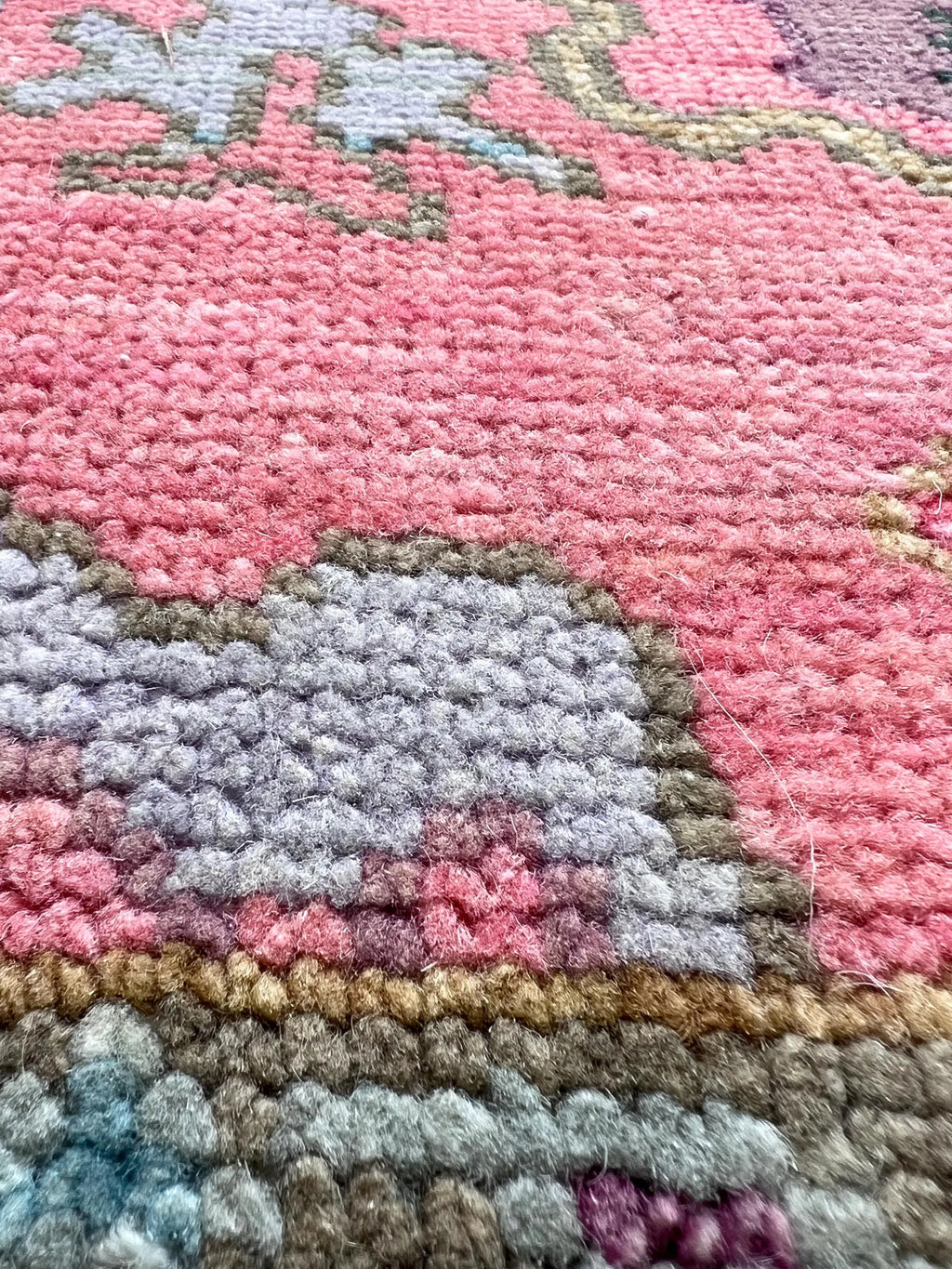 Hand Knotted Pink Oushak Rug Turkish Wool Area Rug